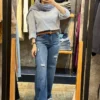 شلوار جین بگی کمر ساده دبل زاپ