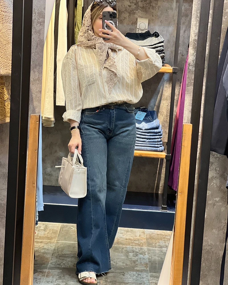 شلوار جین فول بگ ساید لاین