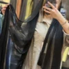 شال مشکی حریر میله ای