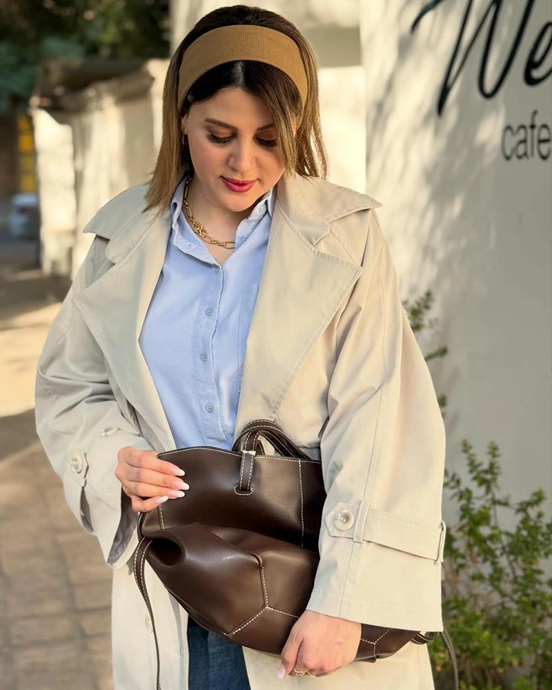 ترنچ کت بلند کتان پارکا - Image 5